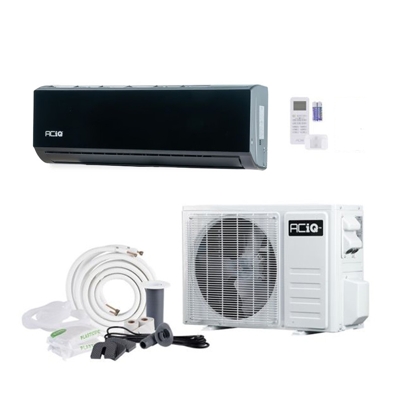 ACiQ 12000 BTU Single Zone Mini Split Heat Pump AC Wall Mounted System | 21 SEER2 | Essential Series | Black | R454B