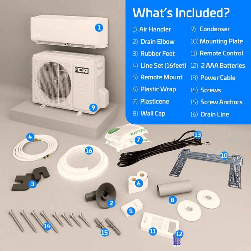 ACiQ 12000 BTU Single Zone Mini Split Heat Pump AC Wall Mounted System | 21 SEER2 | Essential Series | Black | R454B - Image 5