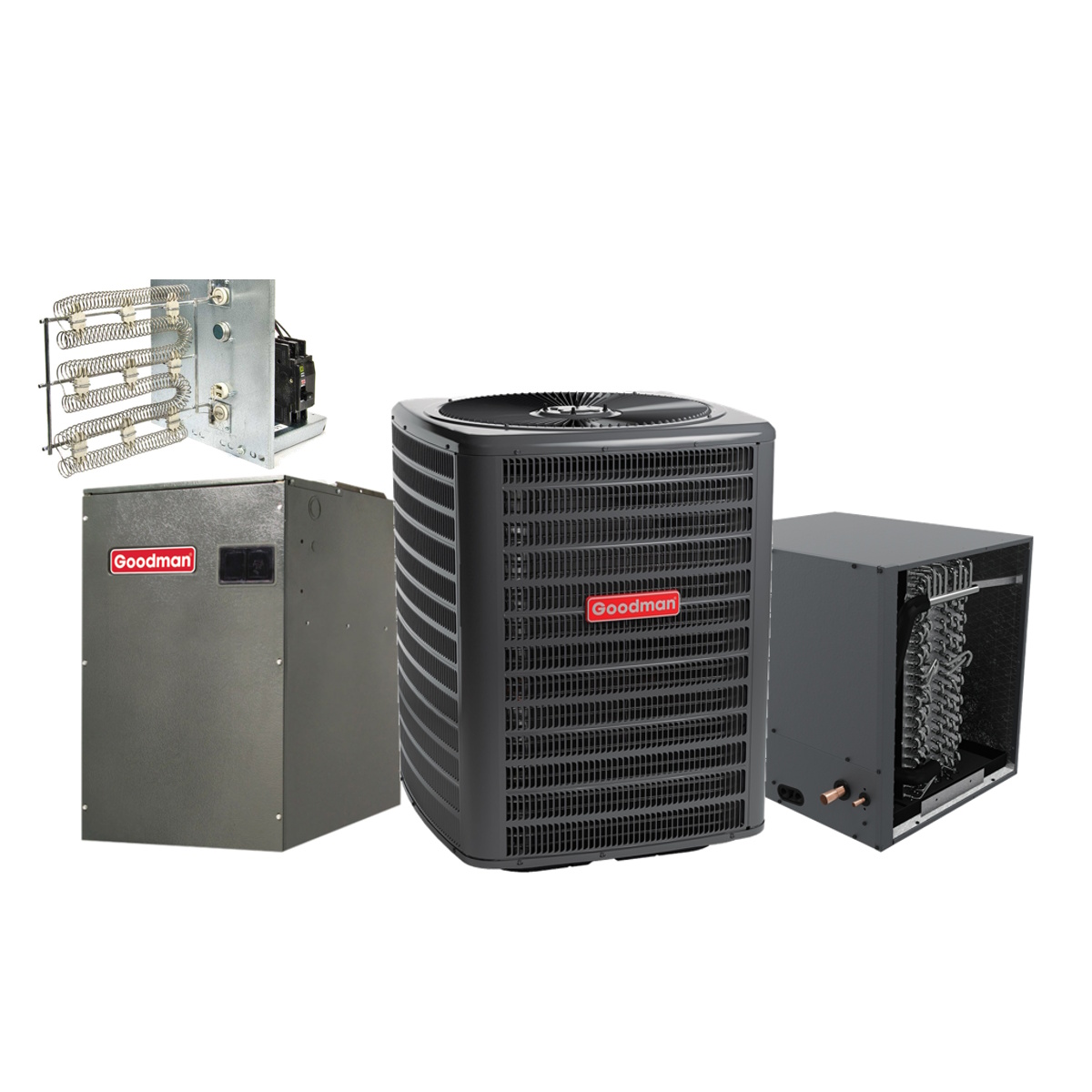 Goodman 2 Ton 17.2 SEER2 Two Stage Electric Heat Split System Horizontal With MBVC1601