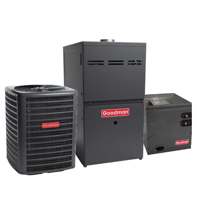 Goodman 1.5 Ton 14.5 SEER2 60000 BTU 80% Single Stage Gas System Upflow Ultra-Low NOx w/ 1.5 Ton Coil