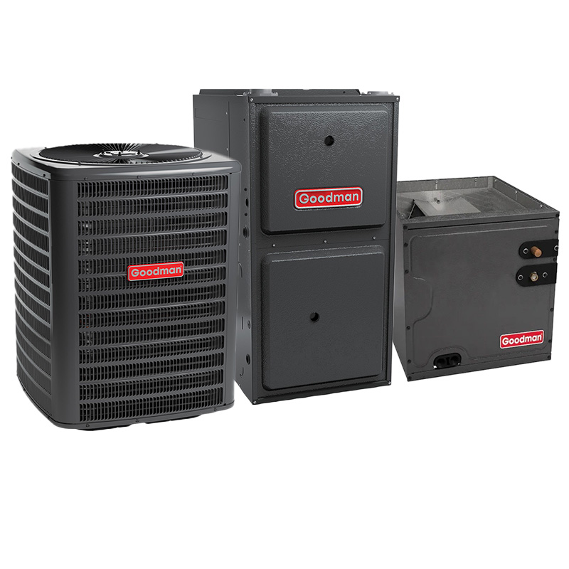 Goodman 2 Ton 14.3 SEER2 80000 BTU 92% Single Stage Natural Gas System Upflow w/ 2 Ton Coil