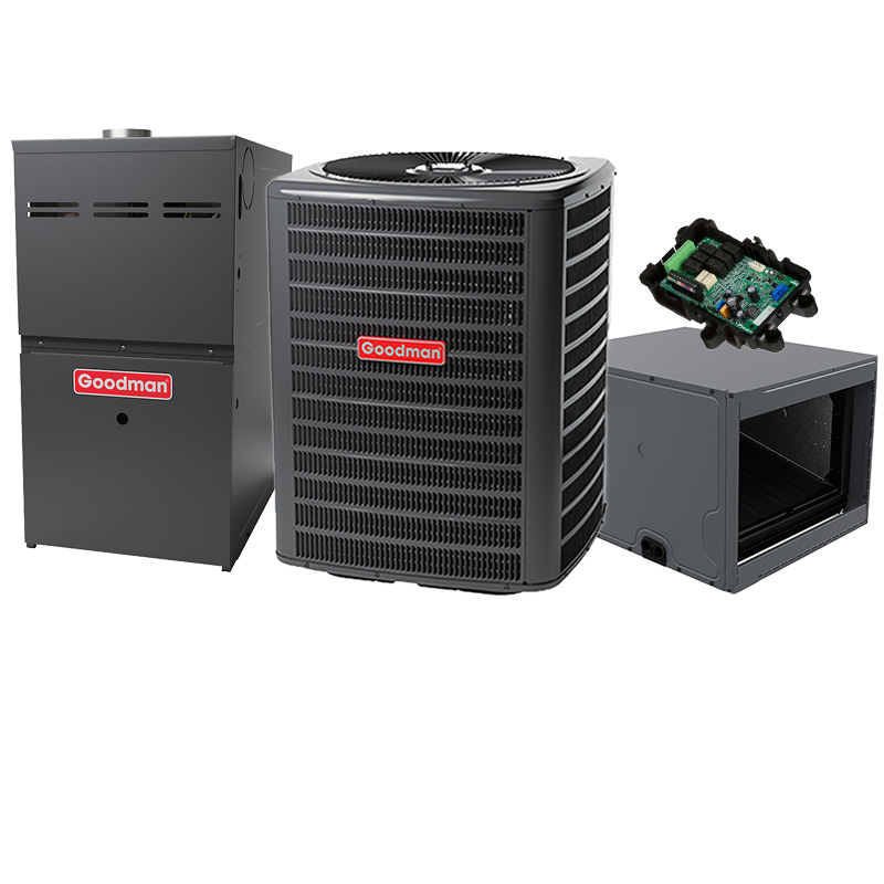 Goodman 1.5 Ton 14 SEER2 60000 BTU 80% Two-Stage Gas Furnace With R32 Air Conditioner Condenser And Coil System - Upflow - Image 2