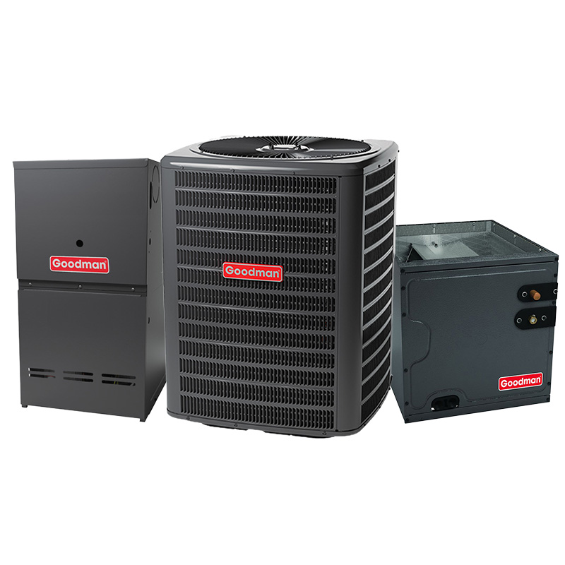 Goodman 2.5 Ton AC And 80000 BTU 80% AFUE Gas Furnace System | 15.2 SEER2 AC | Multi-Speed ECM Low NOx Furnace | Downflow | R32