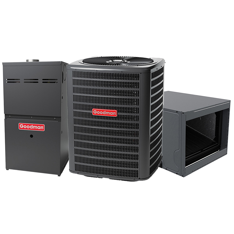 Goodman 2.5 Ton AC And 80000 BTU 80% AFUE Gas Furnace System | 16 SEER2 AC | Multi-Speed ECM Low NOx Furnace | Horizontal | R32