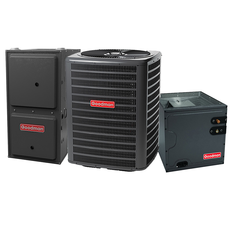 Goodman 2 Ton 14.3 SEER2 AC With 80000 BTU 96% AFUE 2-Stage Variable-Speed ECM Gas Furnace System - Downflow | R32
