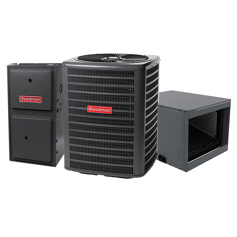 Goodman 1.5 Ton 14 SEER2 AC With 60000 BTU 96% AFUE 2-Stage Variable-Speed ECM Gas Furnace System - Horizontal | R32