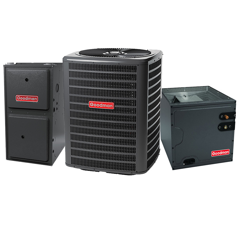 Goodman 2 Ton 14.3 SEER2 AC With 80000 BTU 96% AFUE 2-Stage Variable-Speed ECM Gas Furnace System - Upflow | R32
