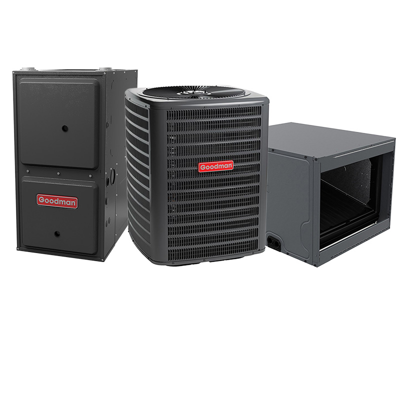 Goodman Ultra Low NOx Furnace And AC - 2.5 Ton AC 15.2 SEER2 80000 BTU 80% AFUE For California | Multi-Speed ECM Gas Furnace System - Horizontal | R32