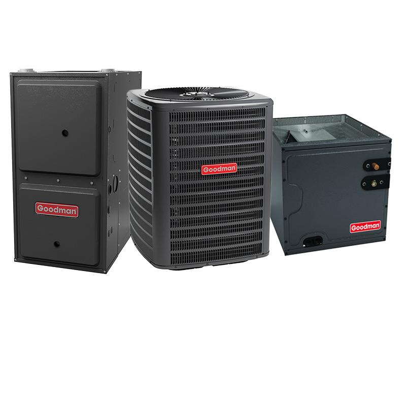 Goodman 1.5 Ton 14.5 SEER2 60000 BTU 80% AFUE Two Stage Multi-Speed ECM Gas Furnace System - Low NOX For California Downflow | R32