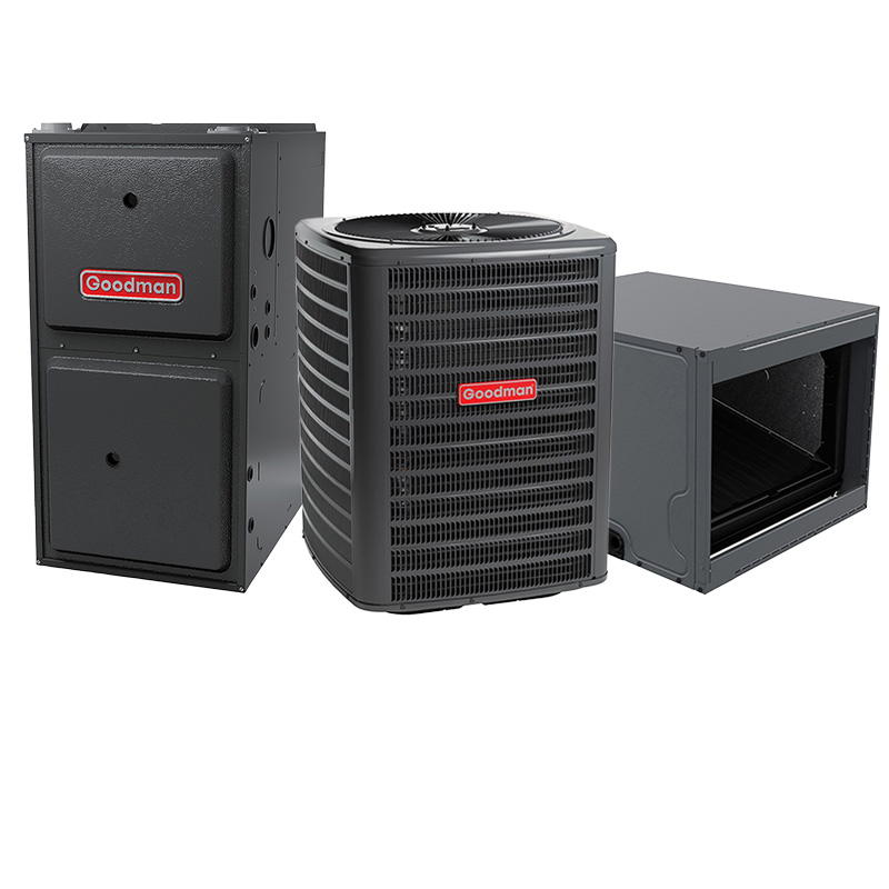 Goodman 1.5 Ton 14.5 SEER2 40000 BTU 80% AFUE Two Stage Multi-Speed ECM Gas Furnace System - Horizontal | R32