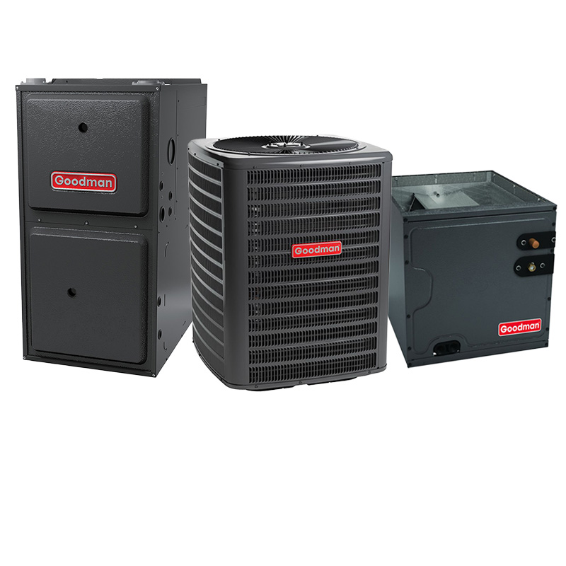 Goodman 1.5 Ton 14.5 SEER2 40000 BTU 80% AFUE Two Stage Multi-Speed ECM Gas Furnace System - Upflow | R32