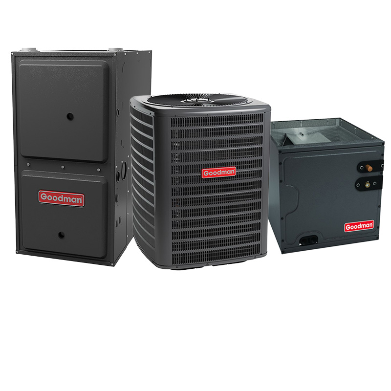 Goodman Furnace And Air Conditioner 3.5 Ton 15.2 SEER2 AC With 100000 BTU 80% AFUE Multi-Speed ECM Gas Furnace System - Downflow | R32