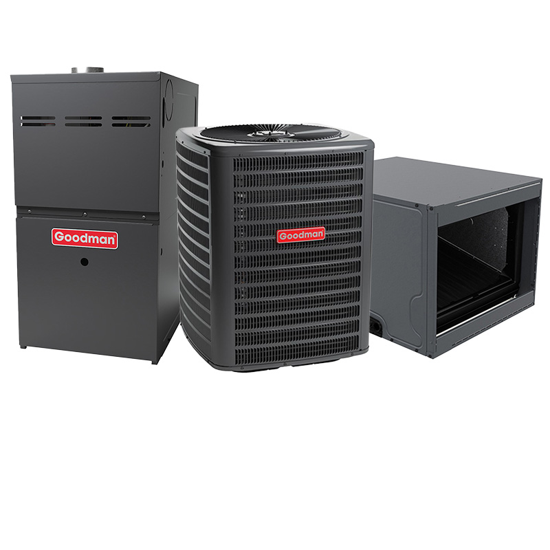 Goodman Furnace And Air Conditioner 4 Ton 15.2 SEER2 AC With 80000 BTU 80% AFUE Multi-Speed ECM Gas Furnace System - Horizontal | R32