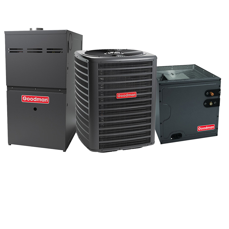 Goodman Furnace And Air Conditioner 5 Ton 16 SEER2 AC With 100000 BTU 80% AFUE Multi-Speed ECM Gas Furnace System - Upflow | R32