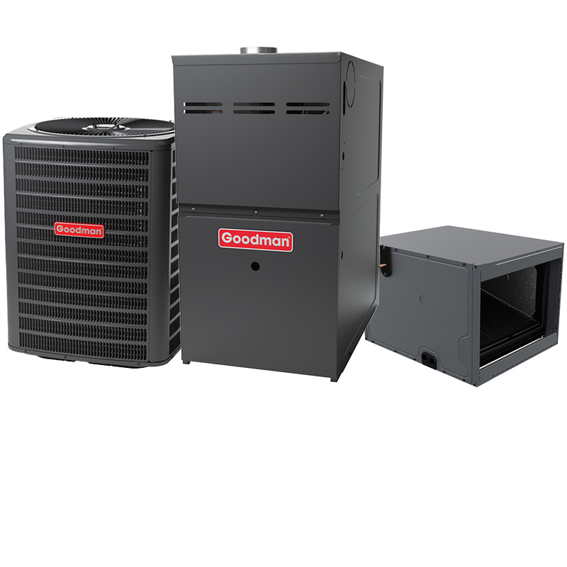 Goodman 2 Ton 15.2 SEER2 80000 BTU 80% AFUE Multi-Speed ECM Gas Furnace System - Horizontal | R32