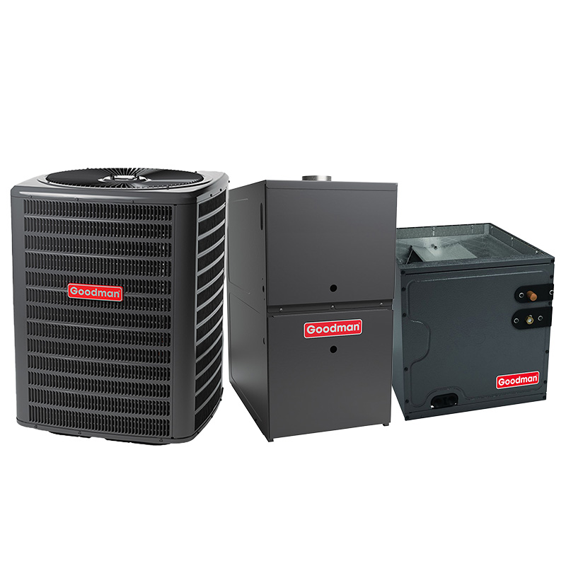 Goodman 3 Ton AC And 100000 BTU 80% AFUE Gas Furnace System | 17.5 SEER2 Two Stage AC | Variable Speed Two Stage Furnace | Downflow | R32