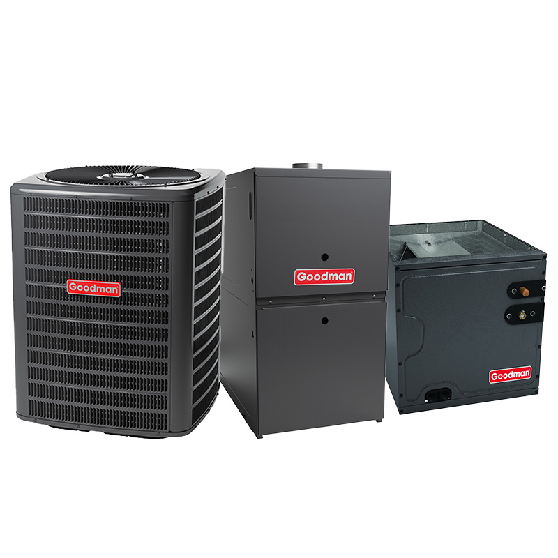 Goodman 3 Ton AC And 100000 BTU 80% AFUE Gas Furnace System | 17.5 SEER2 Two Stage AC | Variable Speed Two Stage Furnace | Upflow | R32
