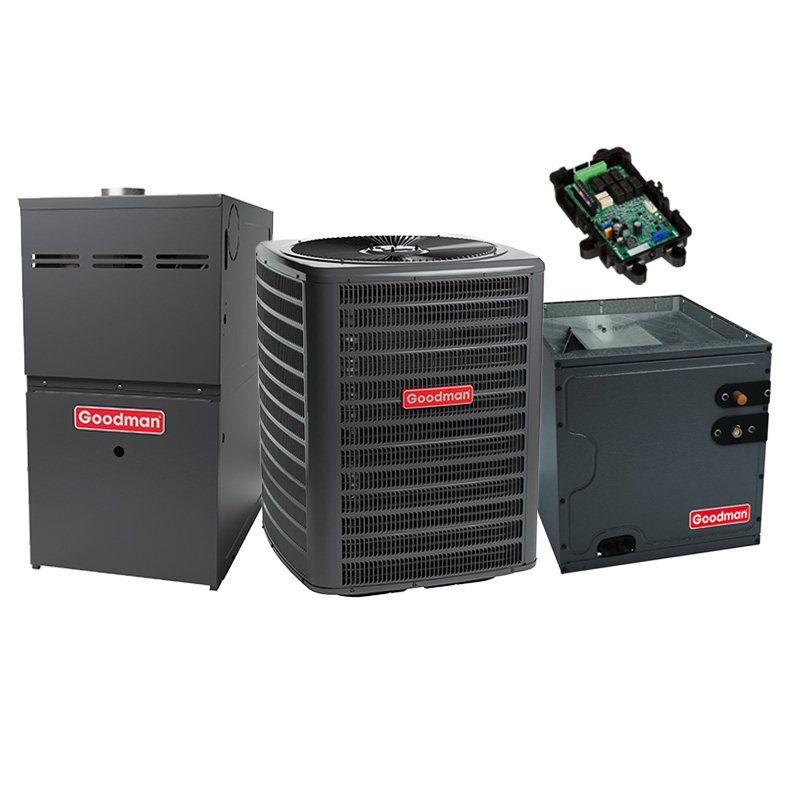 Goodman 5 Ton 14 SEER2 80000 BTU 80% Gas Furnace With R32 Air Conditioning Condenser And Coil System - Upflow