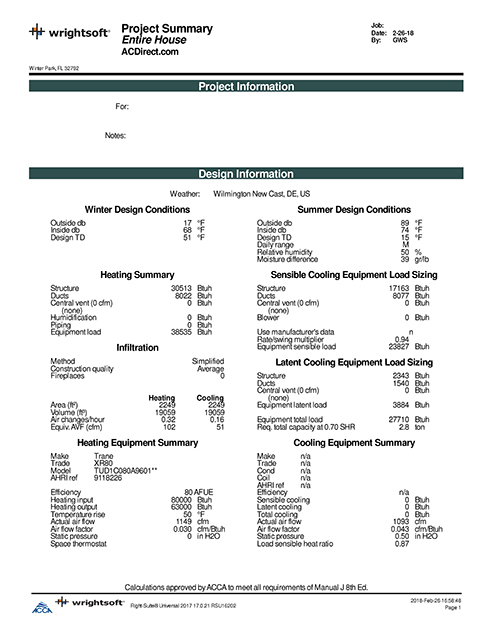 Manual J Residential Load Calculation