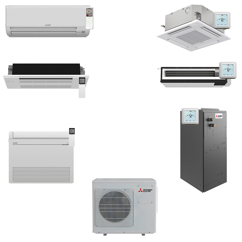 Mitsubishi 24000 BTU 3 Zone / Room Mini Split Heat Pump AC System | Choose Your Indoor Units | R454B