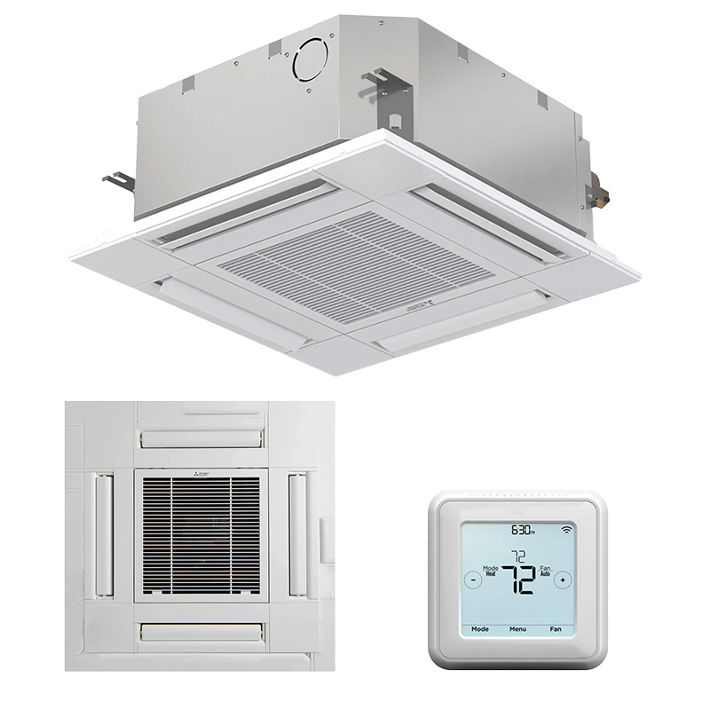Mitsubishi 12000 BTU Mini Split AC Ceiling Cassette Indoor Unit With Grille & Controller [SLZ-AF12NL, SLP-18FAU, MHK2] | R454B