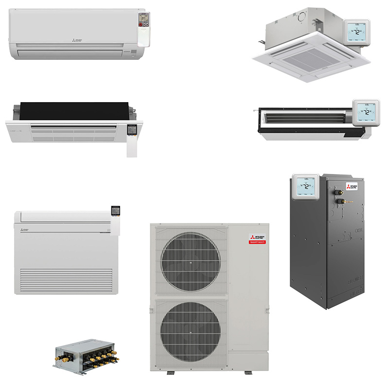 Mitsubishi 48000 BTU 7 Zone / Room Mini Split Heat Pump AC System | Choose Your Indoor Units | SMART Series | R454B