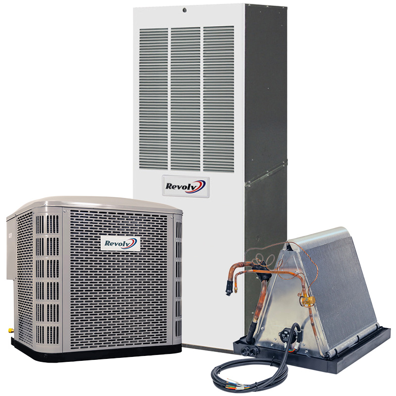 Revolv 2 Ton Mobile Home Heat Pump AC And Electric Furnace System | 14.3 SEER2 | Downflow 16-Speed ECM Blower With Coil Cabinet | Select Your Furnace | R454B